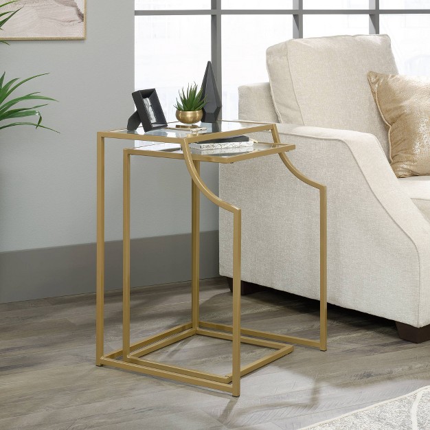 2pc International Lux Nesting Accent Tables Satin Gold Sauder