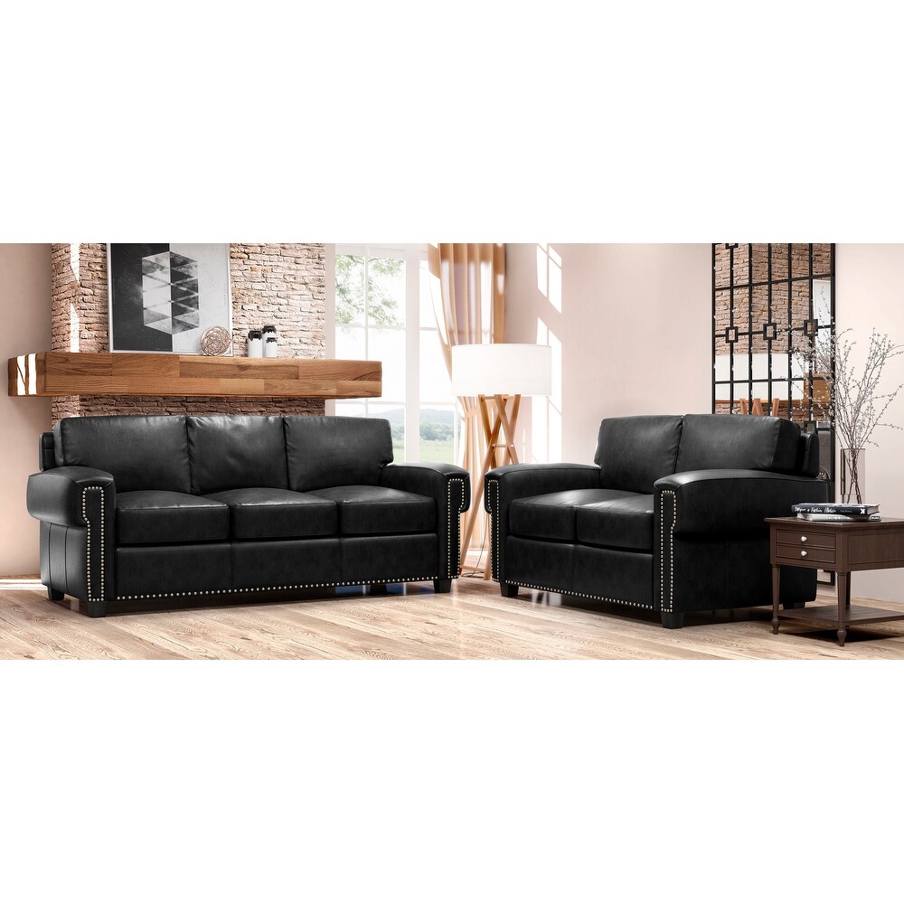 Made to Order Como 100% Top Grain Leather Sofa and Loveseat Set