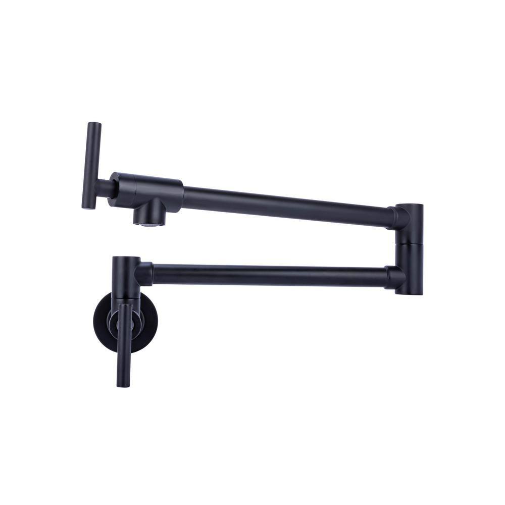 Italia Wall Mount Contemporary Pot Filler with 2-Handle in Matte Black K62202-MB