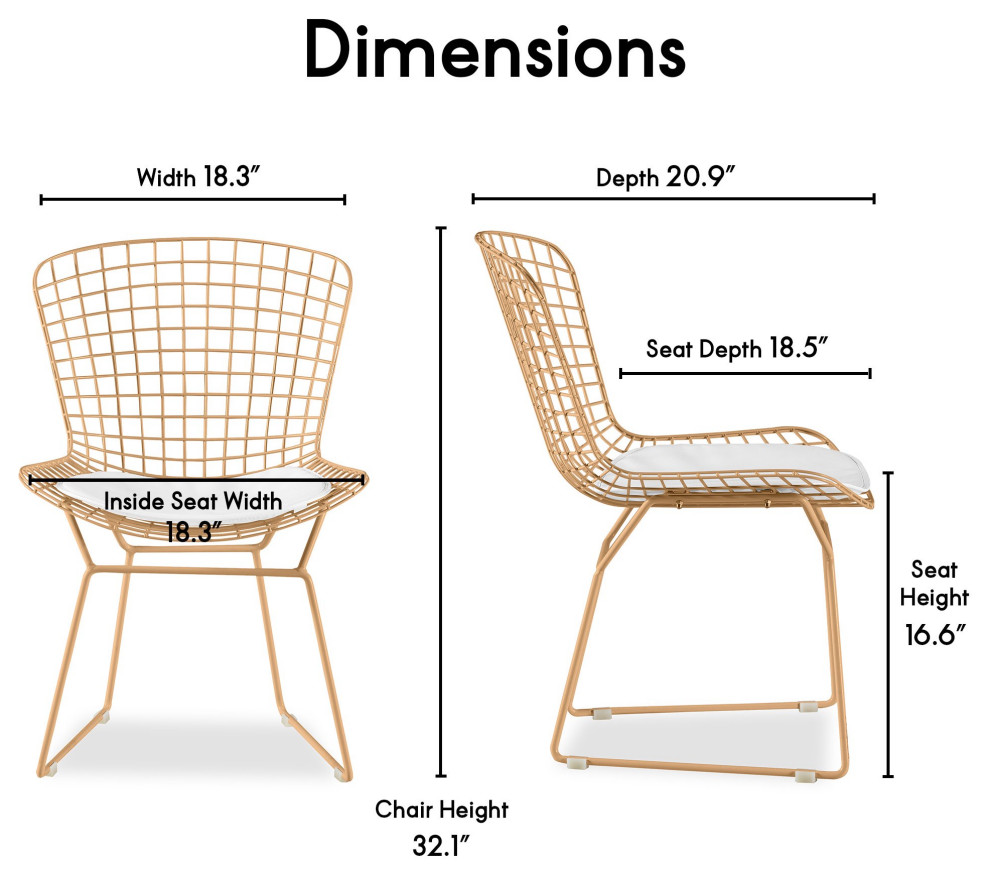 Set of 2 Classic Retro Accent Chair  Grid Metal Seat  ampPU Leather Cushion   Contemporary   Dining Chairs   by Decor Love  Houzz