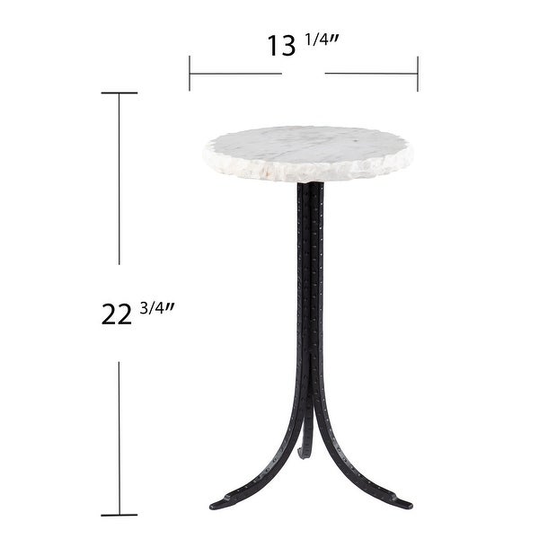 SEI Furniture Gierson Round Marble-Top Accent Table， Black/White