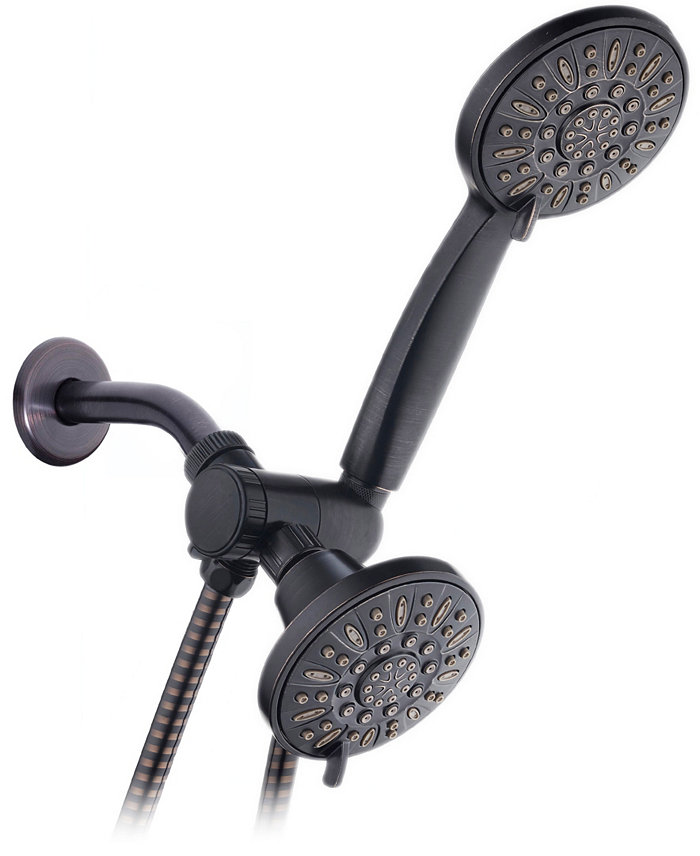 Aquadance High-Pressure 48-Setting Dual Shower Head Combo with Extra-long 6 Foot Hose