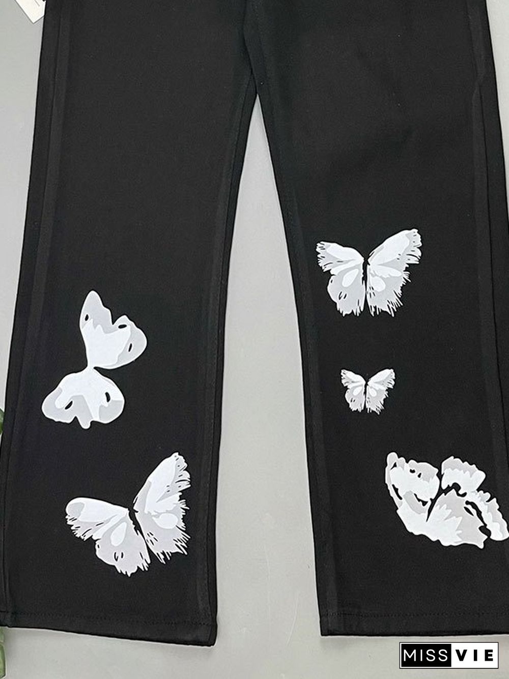 Butterfly Print Slim Jeans