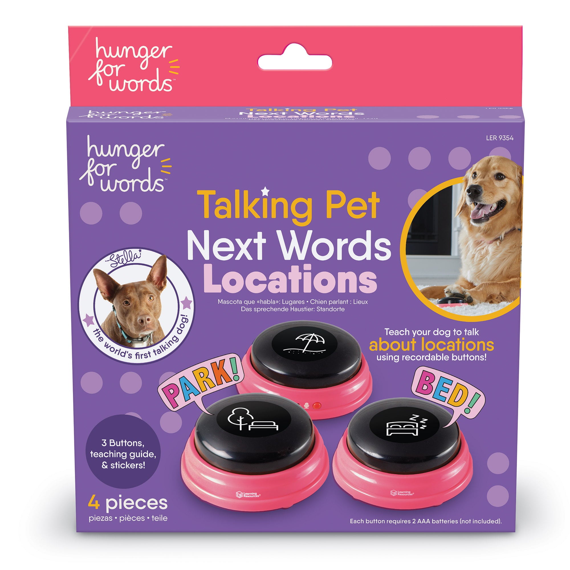 Hunger for Words Locations 3-Piece Recordable Buttons for Dog Communication