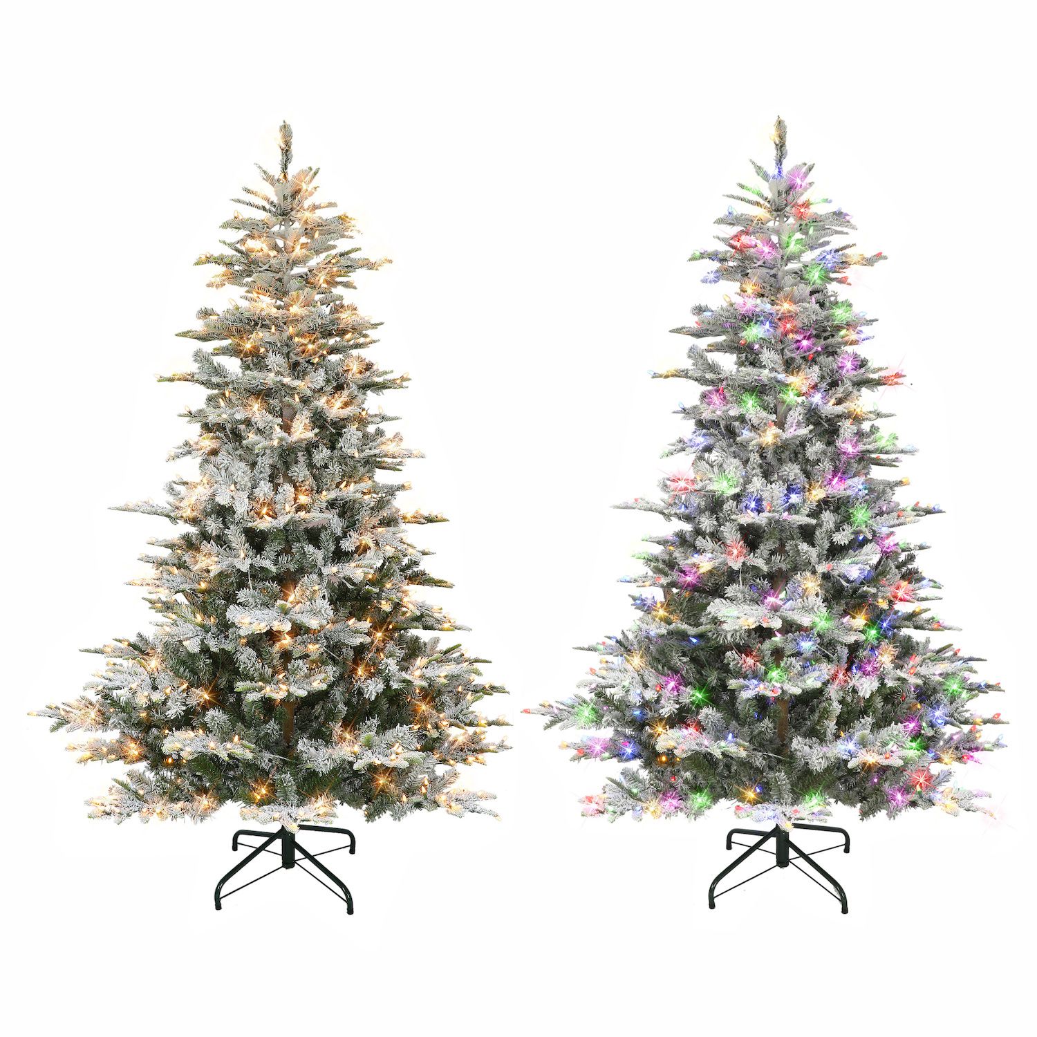 Puleo International 7.5-ft. Pre-Lit Flocked Aspen Fir Artificial Christmas Tree