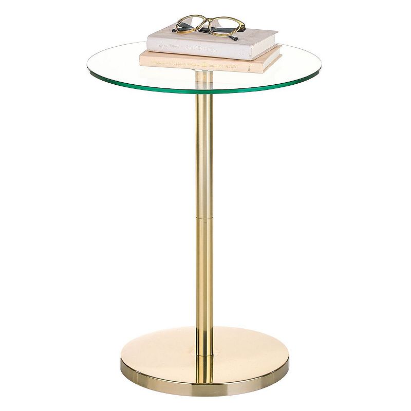 mDesign Metal/Glass Top Round Accent Side/End Drink Table