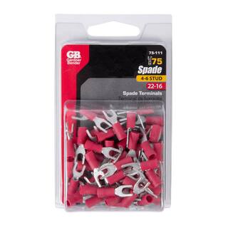 Gardner Bender 22 - 16 AWG #4 - 6 Stud Size Vinyl-Insulated Spade Terminals Red (75-Pack) 75-111