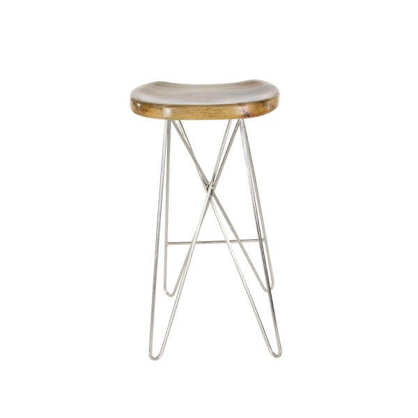 Brown Wood Contemporary Bar Stool - 16 x 16 x 30