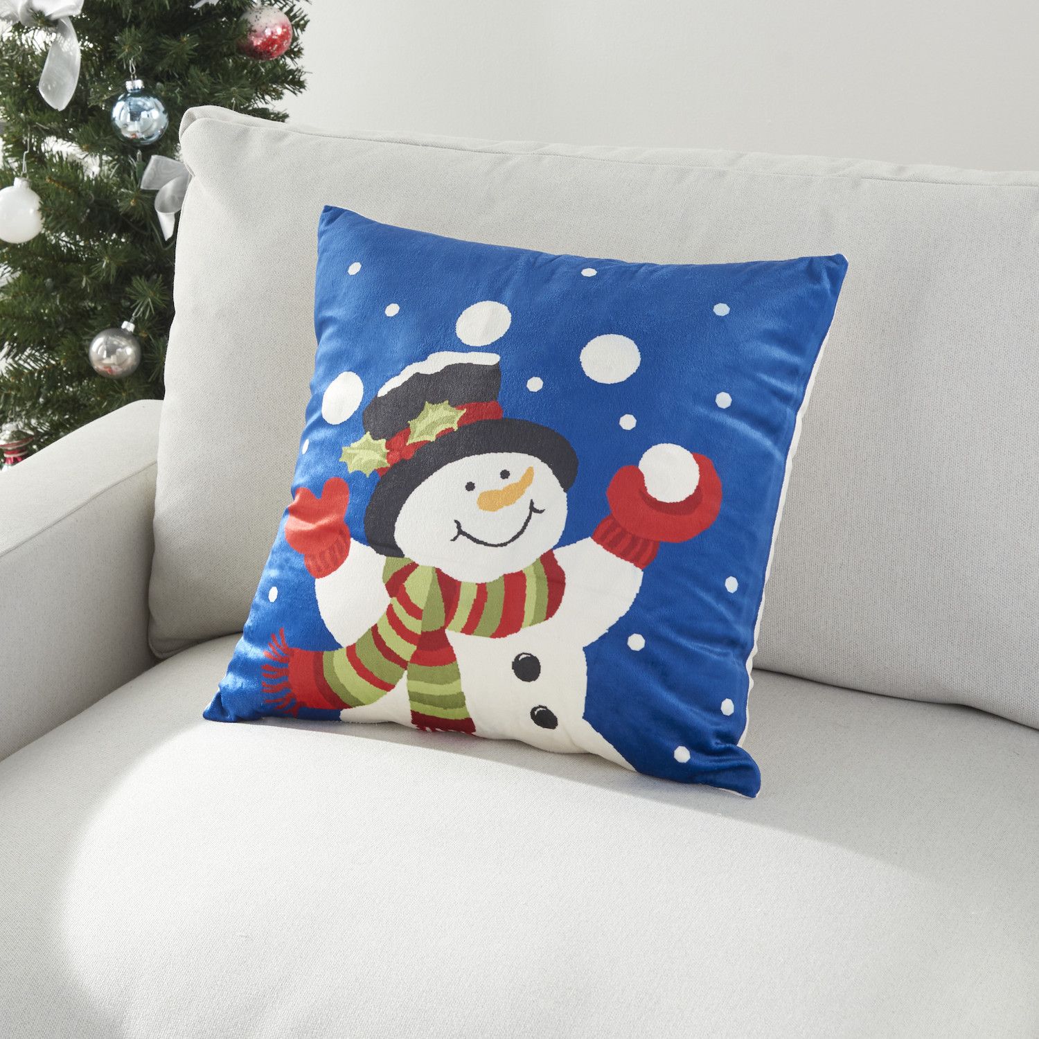 Mina Victory Light Up Snowman Throw Pillow