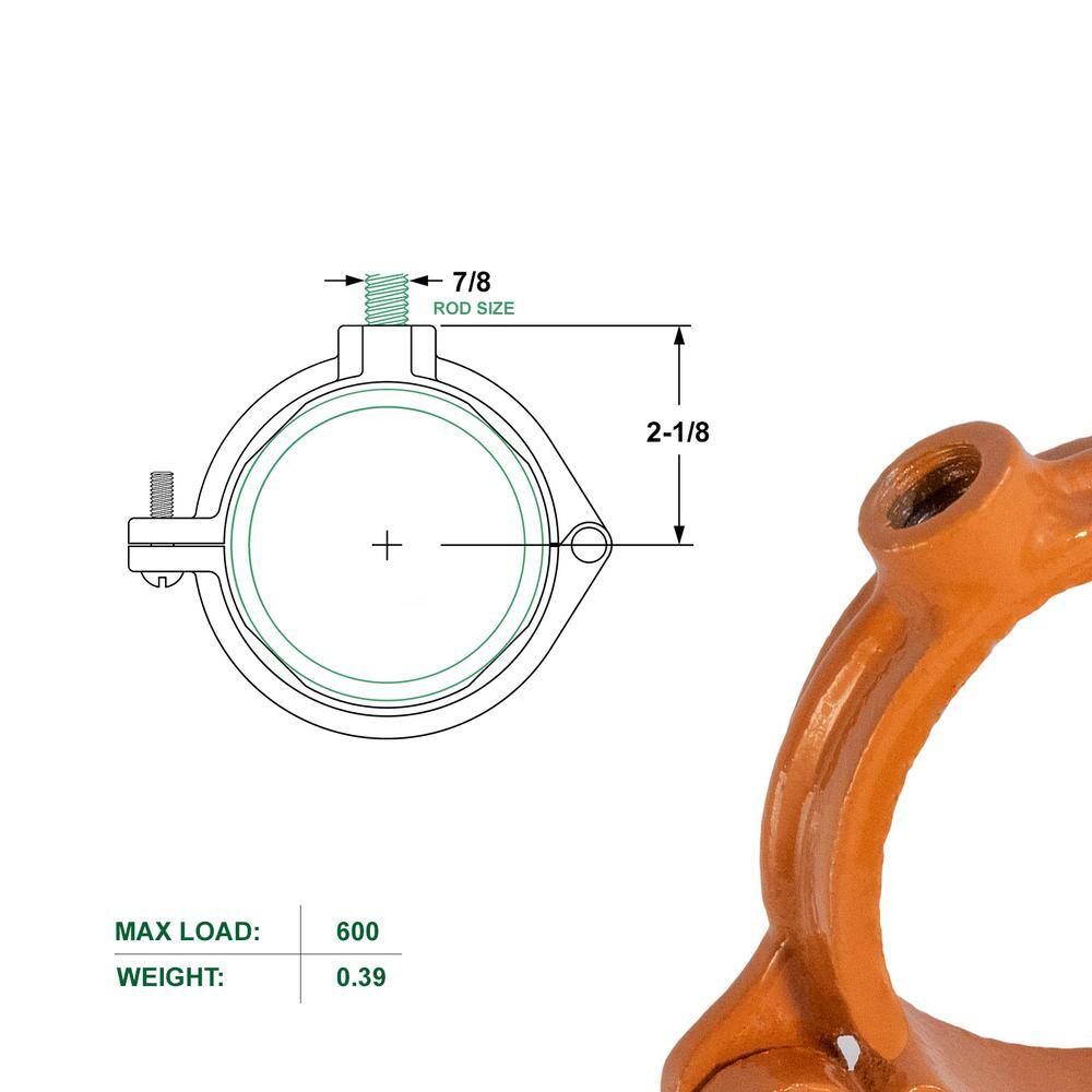 The Plumber's Choice 2-12 in. Hinged Split Ring Pipe Hanger in Copper Epoxy Coated Iron 212HSHCP