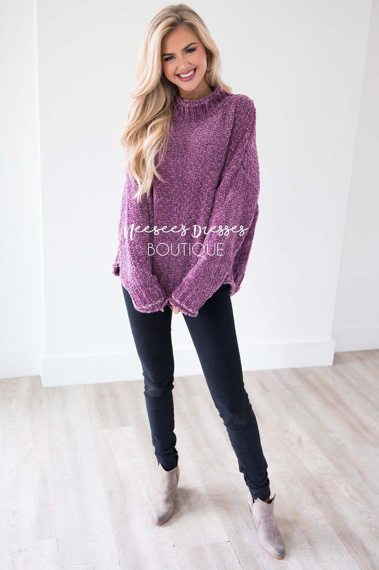 Soft Chenille Contrast Stitch Knit Sweater