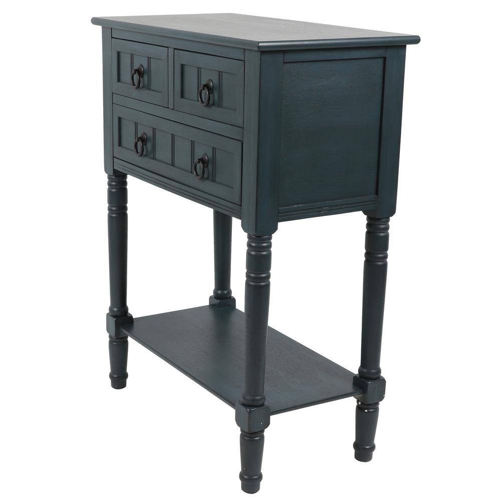 Decor Therapy Westerman Three-Drawer Wood Console with Shelf Navy Finish FR8734