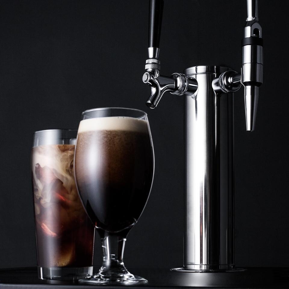 Summit Commercial Outdoor Rated Double Tap Cold Brew Nitro and Flat Coffee Dispenser / Kegerator