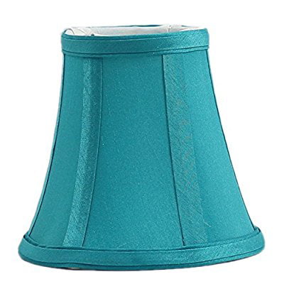 Urbanest Teal Silk Bell Chandelier Lamp Shade， 3-inch by 5-inch by 4.5-inch， Clip-on