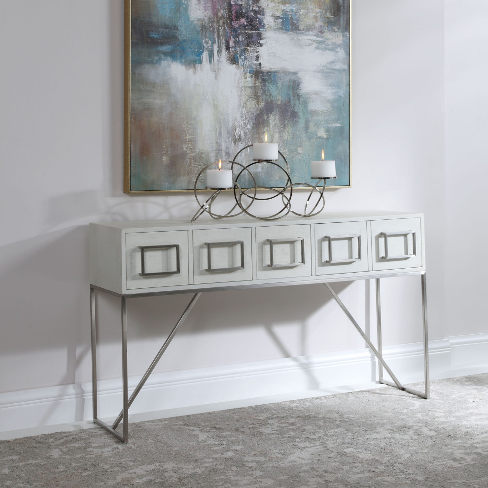 Uttermost Abaya White Console table   Contemporary   Console Tables   by We Got Lites  Houzz