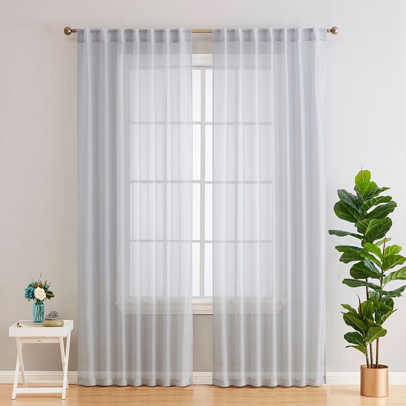 THD Scarlett Semi Sheer Pocket Top and Back Tab Lightweight Window Curtains Drapery Panels， 2 Panels