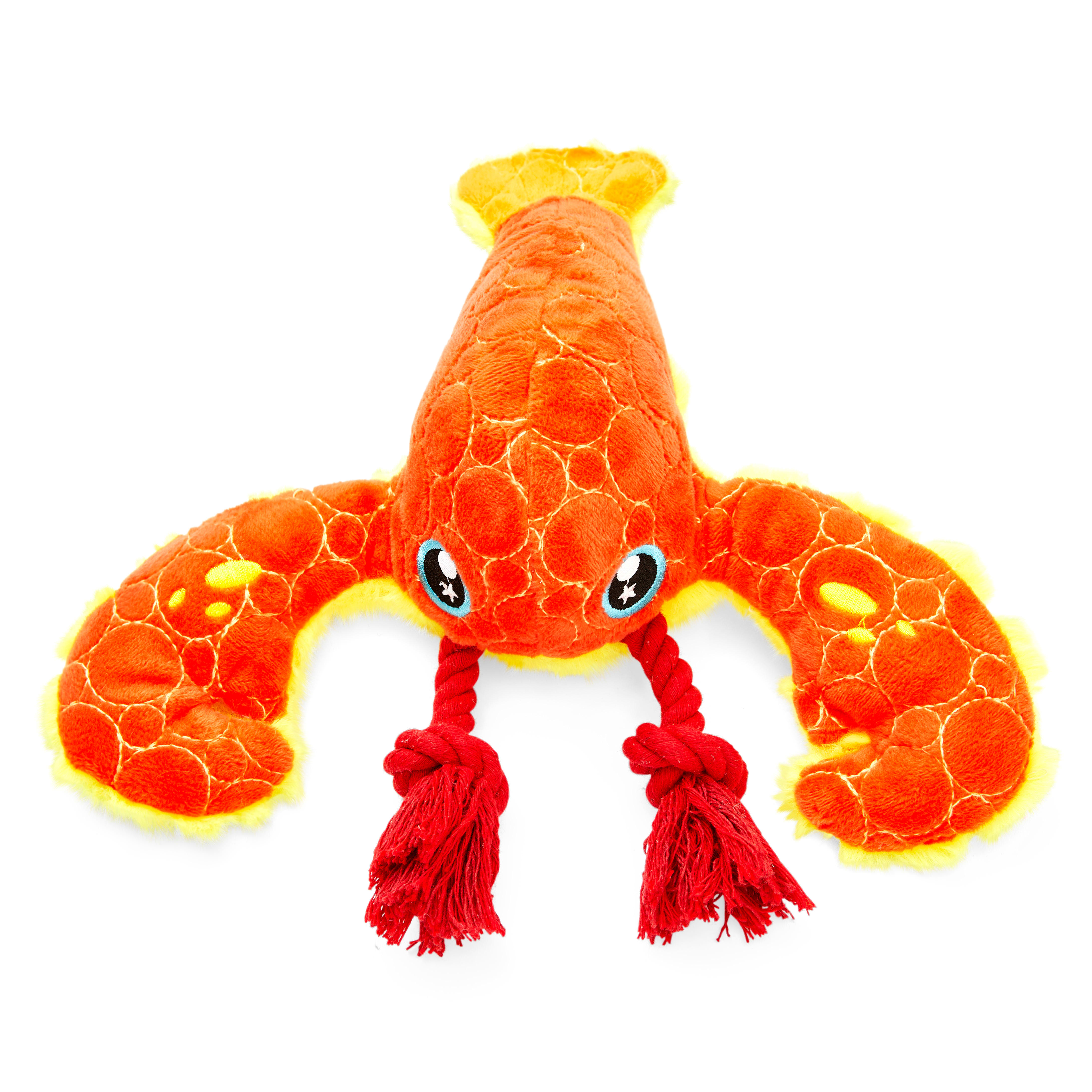 Leaps  Bounds Ruffest  Tuffest Lobster Tough Plush Dog Toy with Kevlar Stitching， Medium