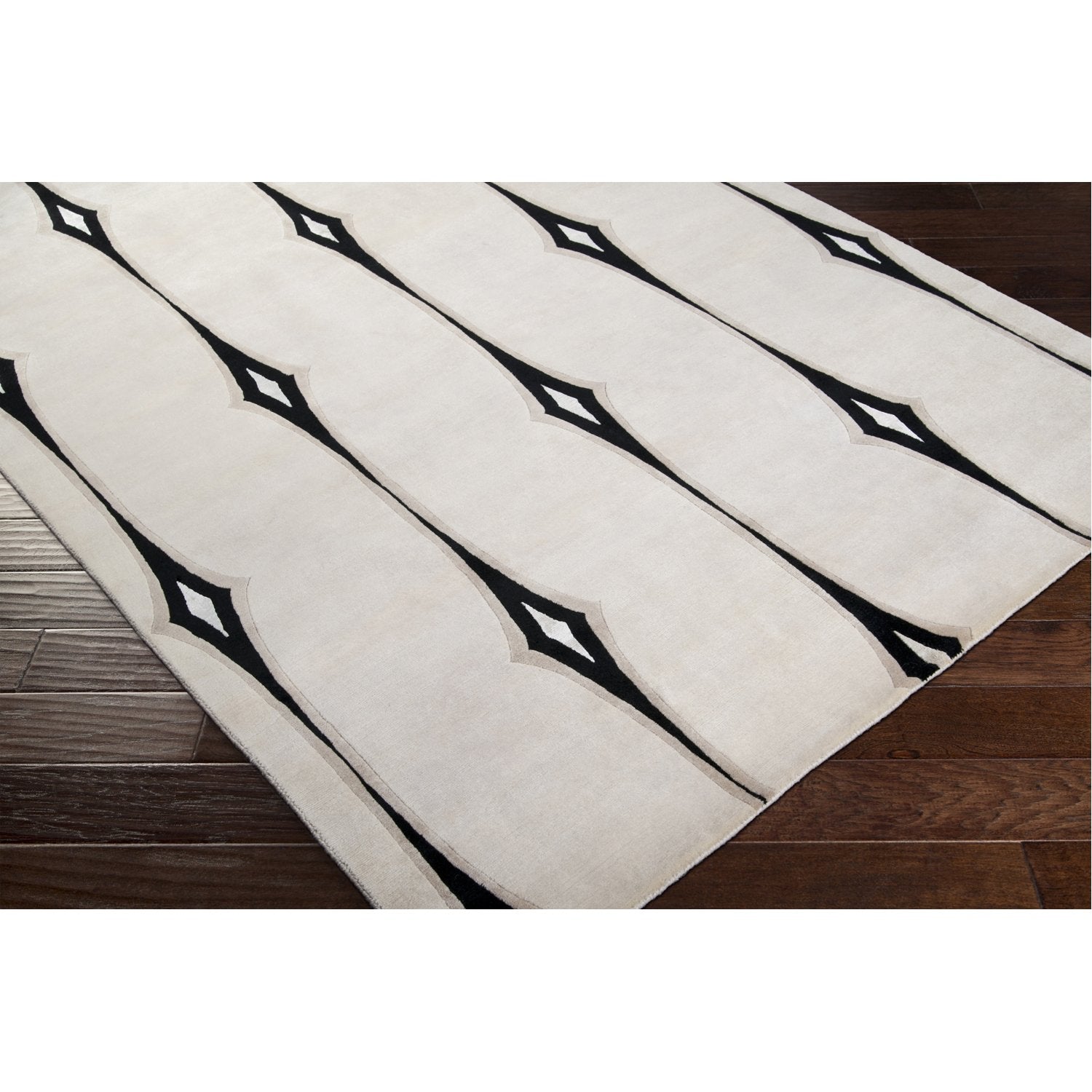 Luminous Collection Wool Area Rug in Jet Black and Khaki design by Candice Olson