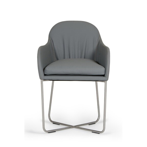 Modrest Sweeny Modern Grey Leatherette Arm Dining ...