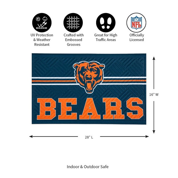 Evergreen Nfl Chicago Bears Embossed Mat Cross Hatch Indoor And Outdoor Doormat