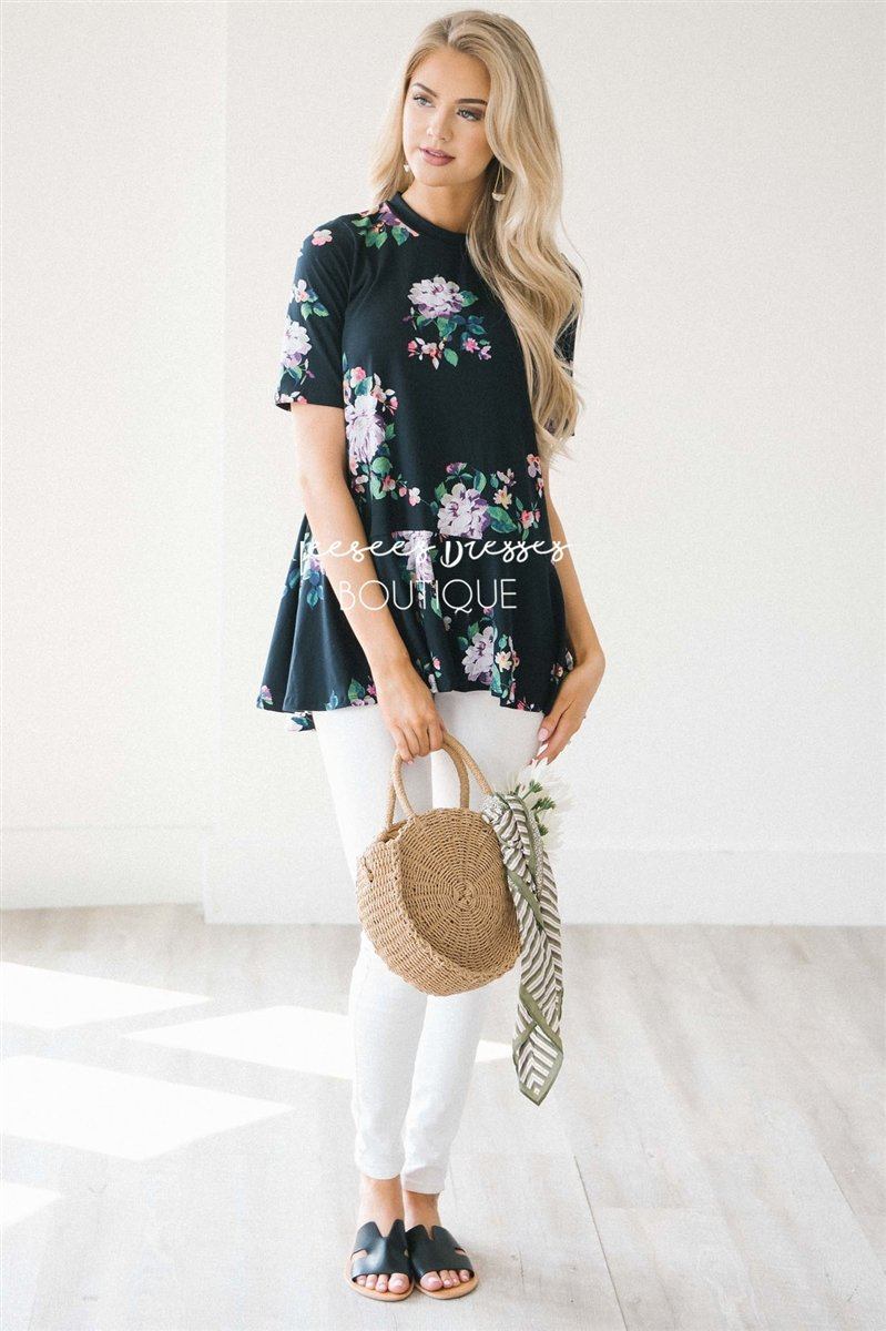 High Neck Floral Peplum Top