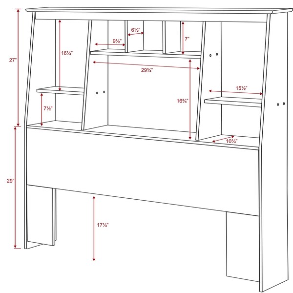 Broadway Black Full/Queen Tall Slant-back Bookcase Headboard - - 20882228