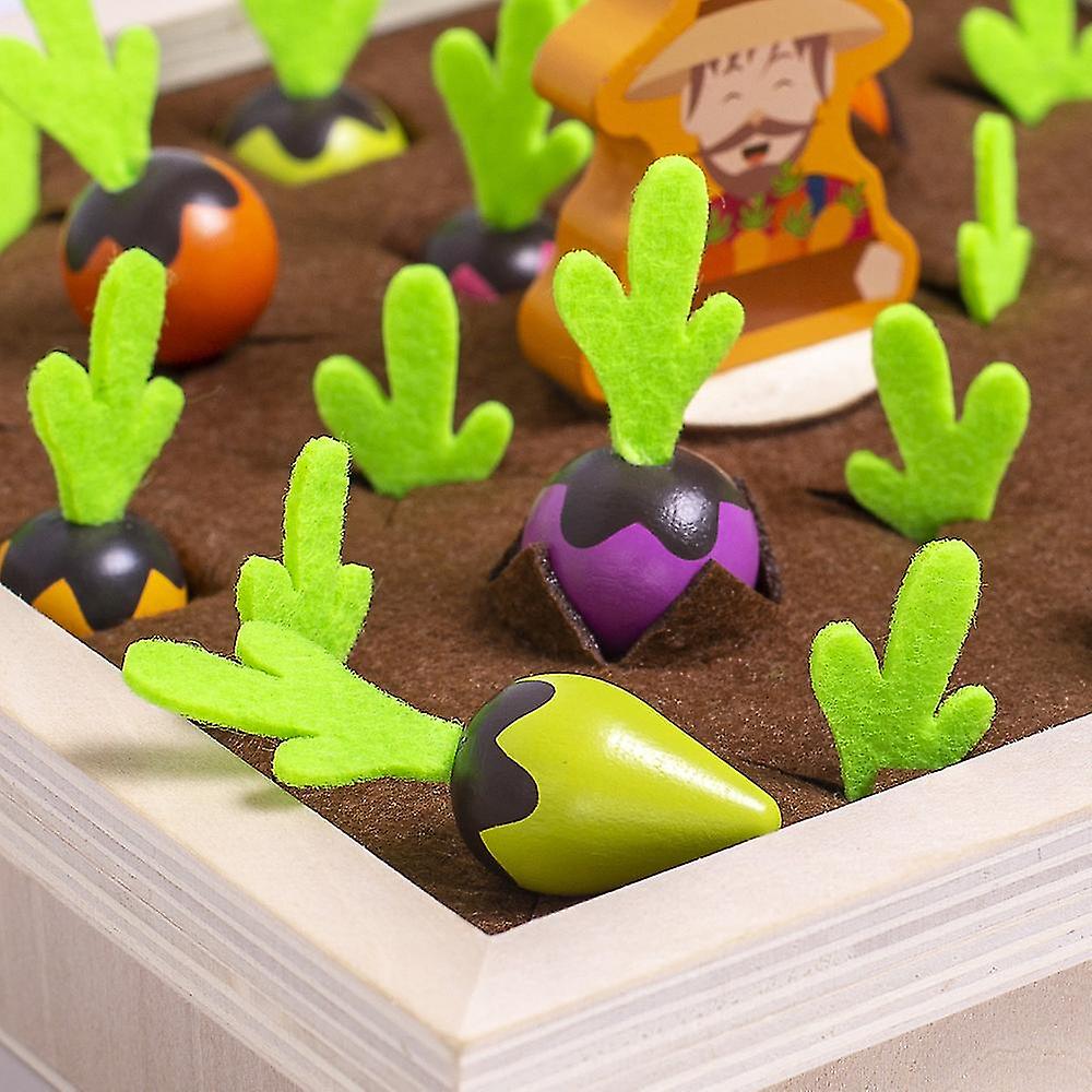 Miman Vegetable Memory Game Carrot Harvest Wooden Toys For Children's Fine Motor Skills Development， 23.5*23.5*5cm