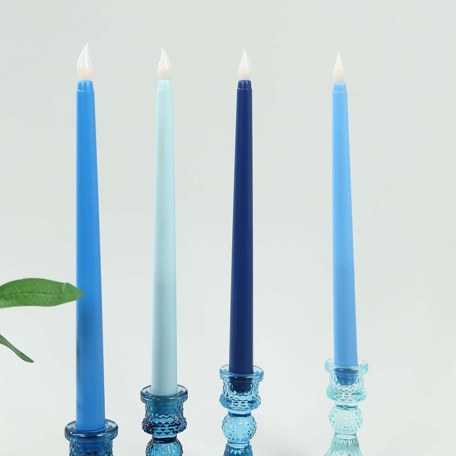 8 Pack Mixed Blue Flameless LED Taper Candles, Flickering Battery Operated Candles - 11