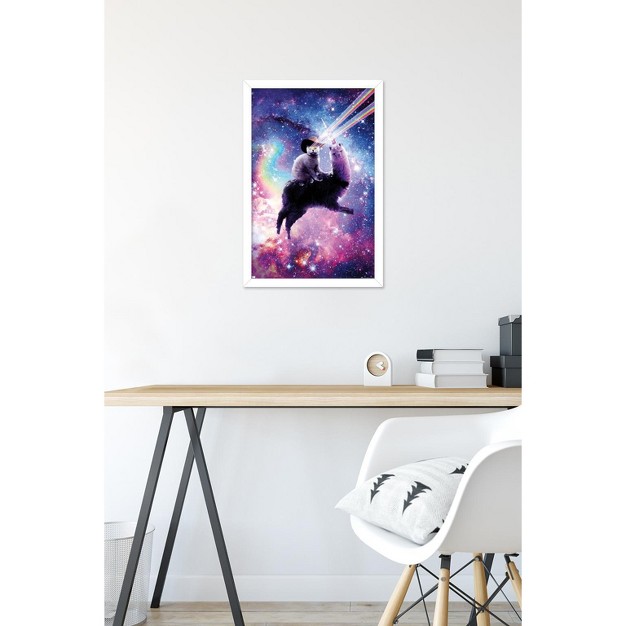 Trends International James Booker Laser Space Cat Llama Framed Wall Poster Prints