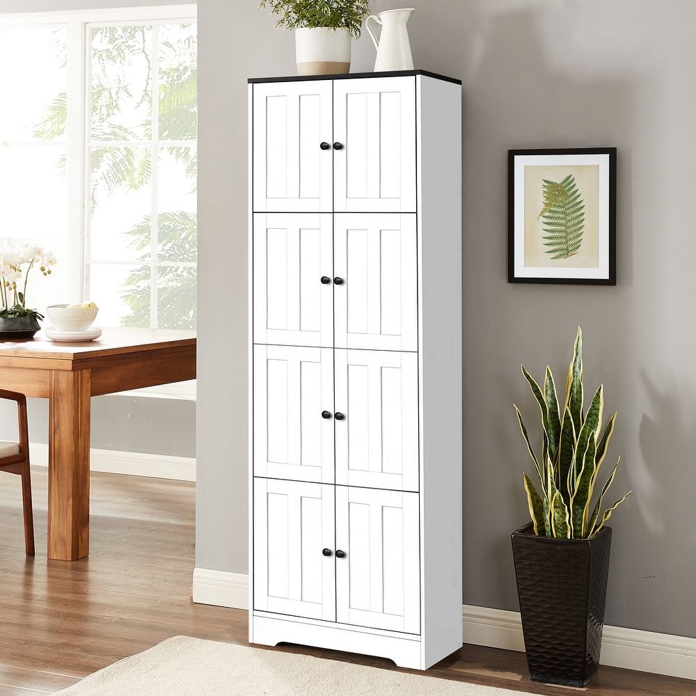 Tall Storage Cabinet with 4 Doors and 4 Shelves