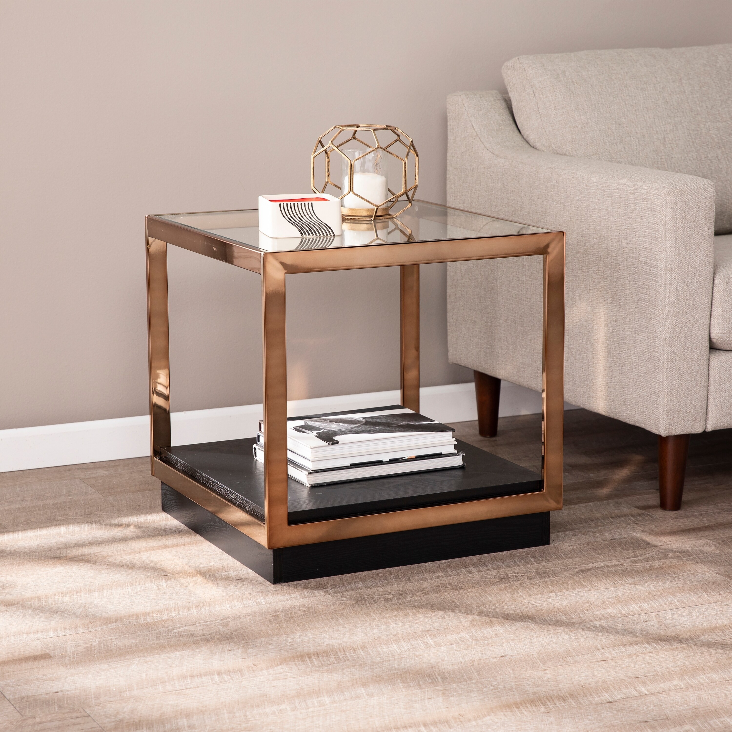 SEI Furniture Luna Transitional Champagne Metal Side Table