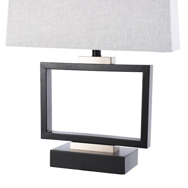 Logan Open Design Table Lamp With Fabric Shade Black gray Stylecraft