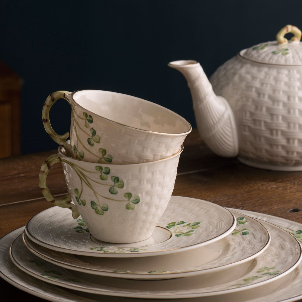 Belleek Classic 1880 - Gold Shamrock Cup and Saucer - *Belleek.com - Exclusive*