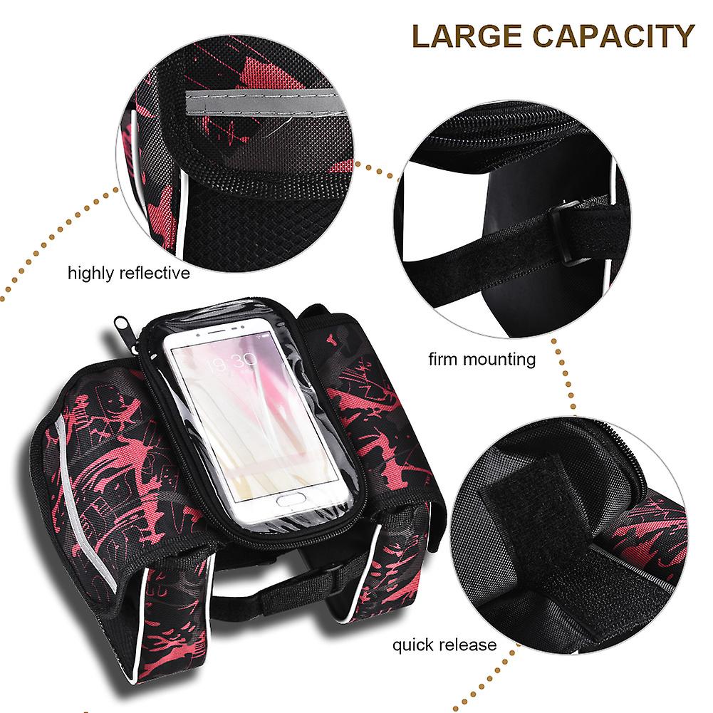 Bike Front Tube Bag Waterproof Touchable Cellphone Pouch Bicycle Accessory (red)