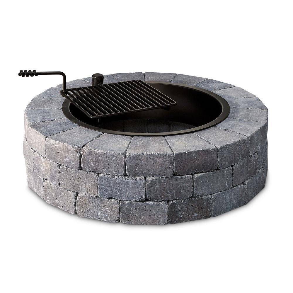 Necessories Grand 48 in. Fire Pit Kit in Bluestone with Cooking Grate 3500006