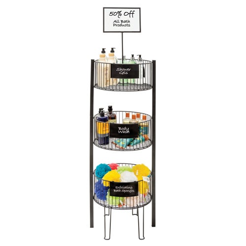 Central Exclusive QuickStackandtrade; Black Wire 3-Tier Dump Bin With Signage - 18