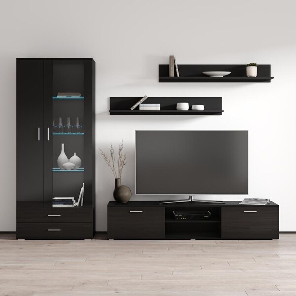 Soho 8 Modern Wall Unit Entertainment Center with LED Lights