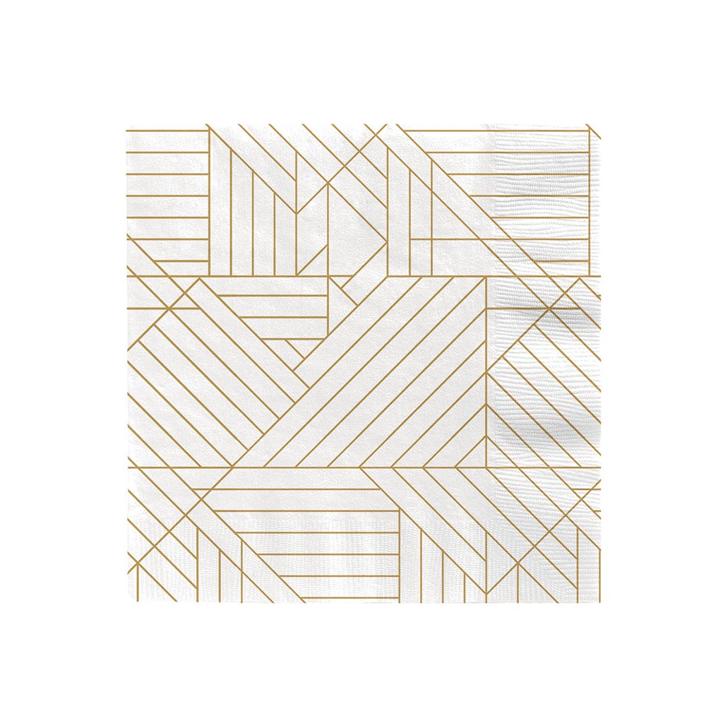 Hallmark  Gold Geometric on Ivory Dinner Napkins, Set of 16