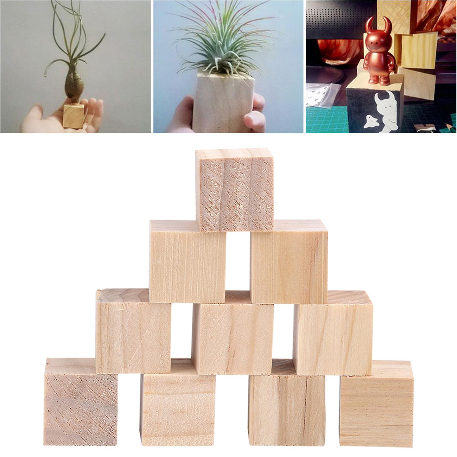 50pcs Natural Square Wooden Blocks Cubes For Diy Crafts Handmade Woodcrafts Toy Home Decor 10mm