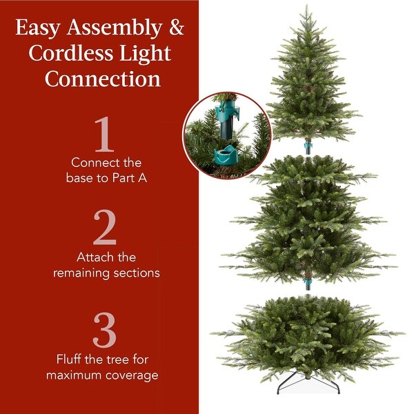 6ft PreLit Artificial Aspen Christmas Tree，Noble Holiday Décor w/ 1，350 Branch Tips，2in1 Multicolor LED Lights