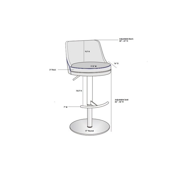 ELEMENT bar stool with brushed stainless steel swivel base.