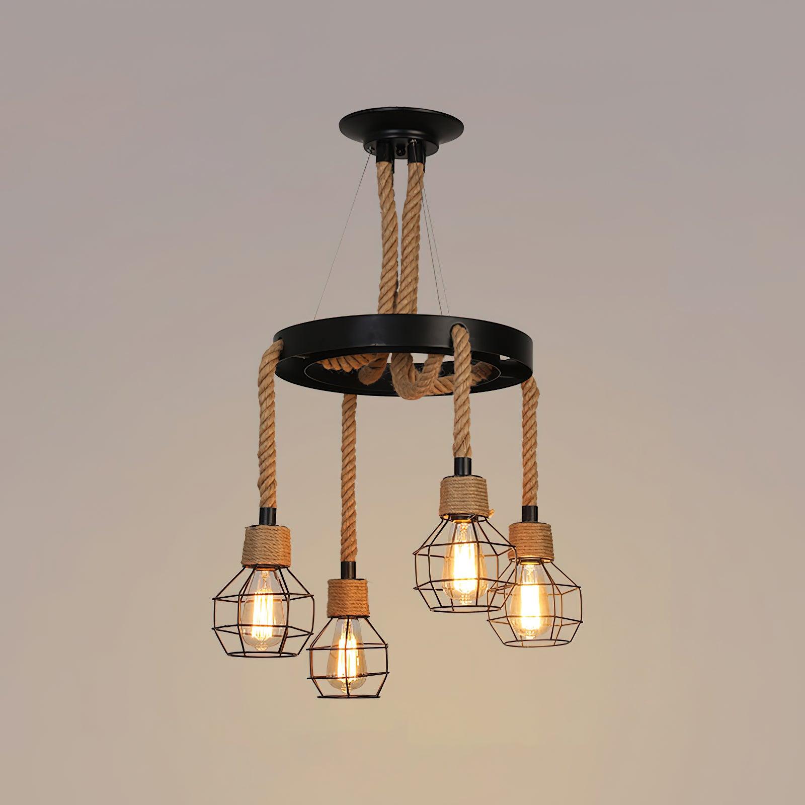 Hemp Rope Industrial Starfall Chandelier