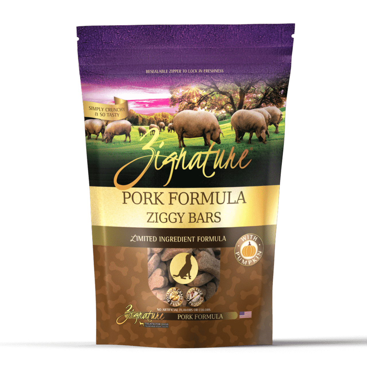 Zignature Ziggy Bars Pork Treats， 12oz