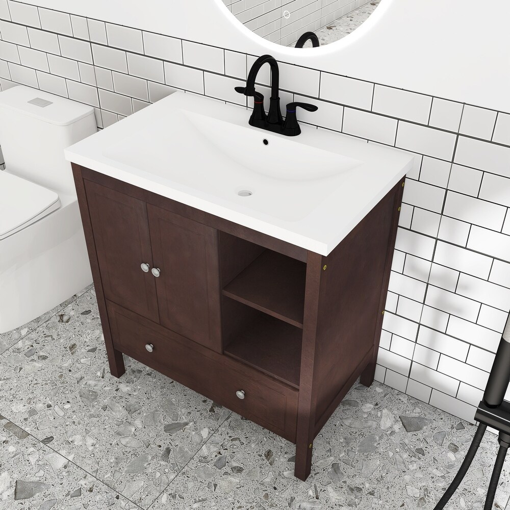 30 in. W x 18. in D. x 32 in. H Bath Vanity with White Ceramic Top