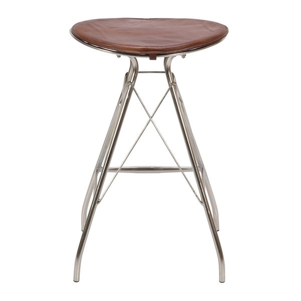 Dark Brown Silver 30 Inch Round Metal Frame Bar Stool