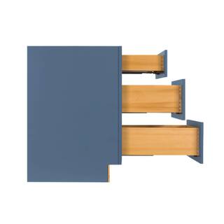 LIFEART CABINETRY Lancaster Blue Plywood Shaker Stock Assembled 3-Drawer Base Kitchen Cabinet 33 in. W x 24 in. D x 34.5 in. H ALB-DB33-3