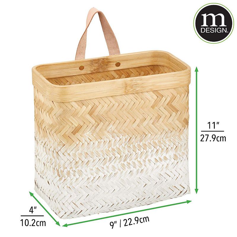 mDesign Woven Ombre Wood Hanging Wall Storage Organizer Basket