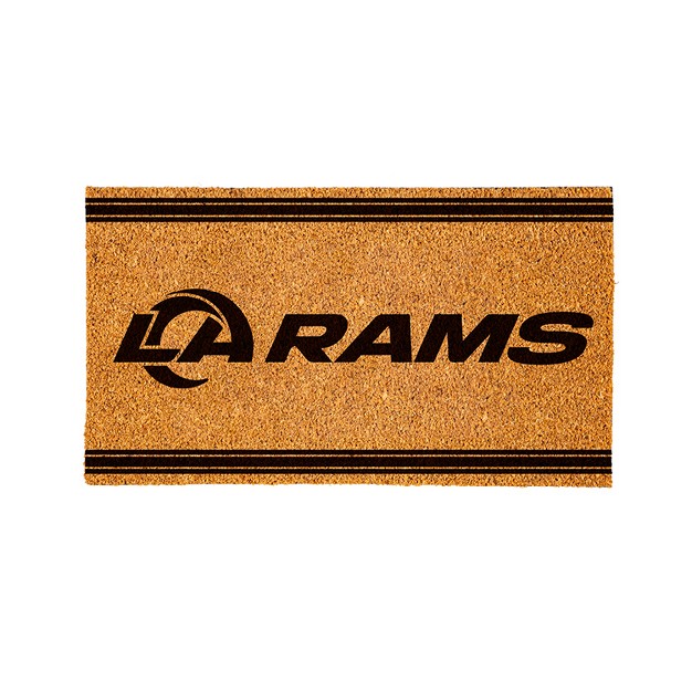 Evergreen Los Angeles Rams Logo Turf Mat Brown 28 X 16 Inches Indoor Outdoor Doormat