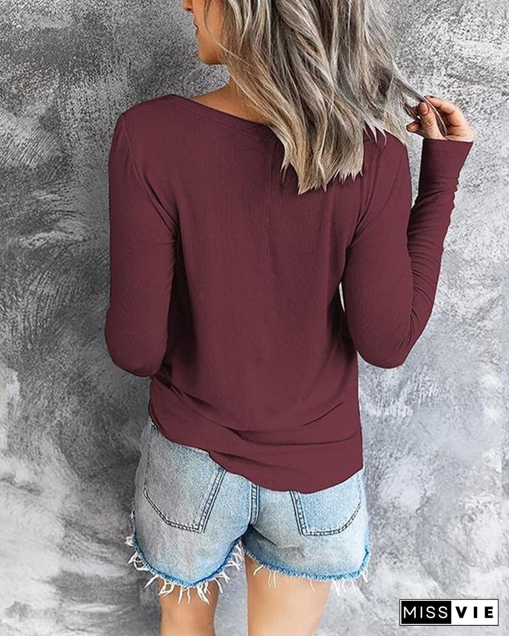 Solid Color Drawstring Long Sleeves Hoodie Tops