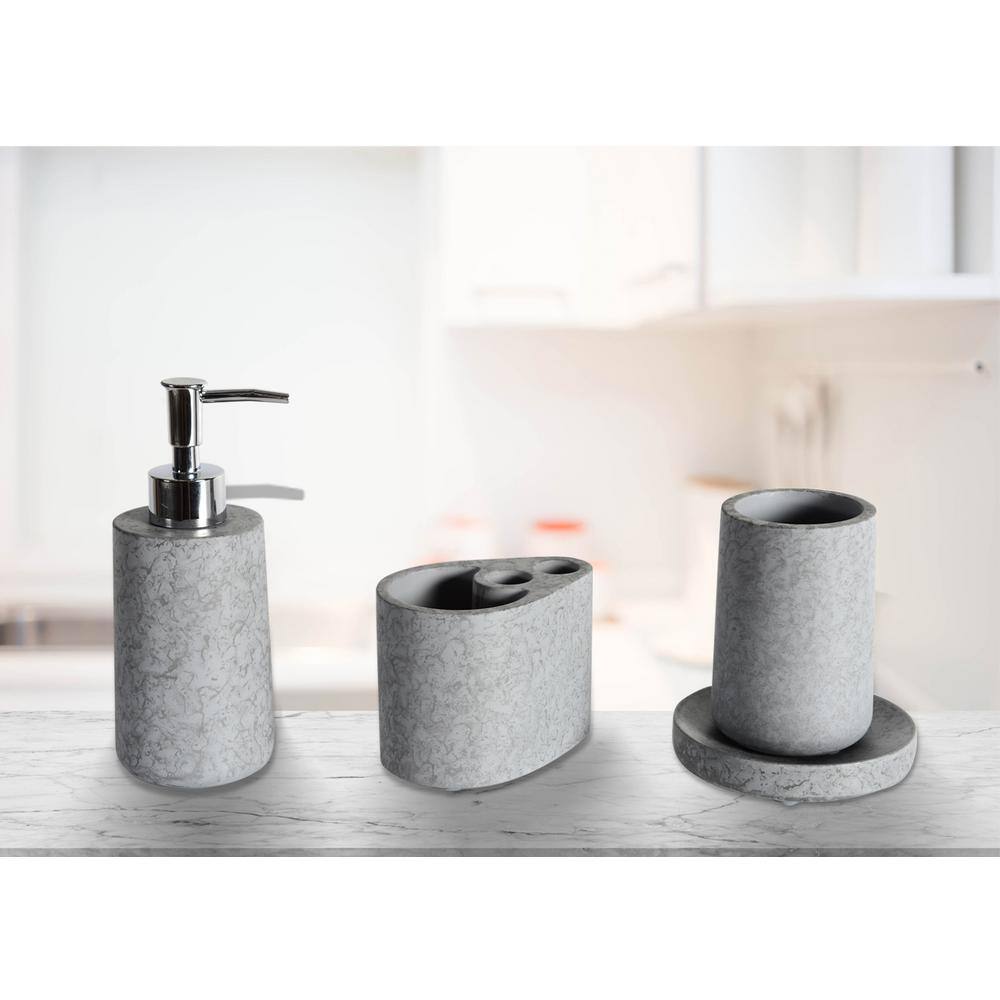 Amucolo 4-Piece Bathroom Accessories Set in Cement Grey Glem-CYW1-6692